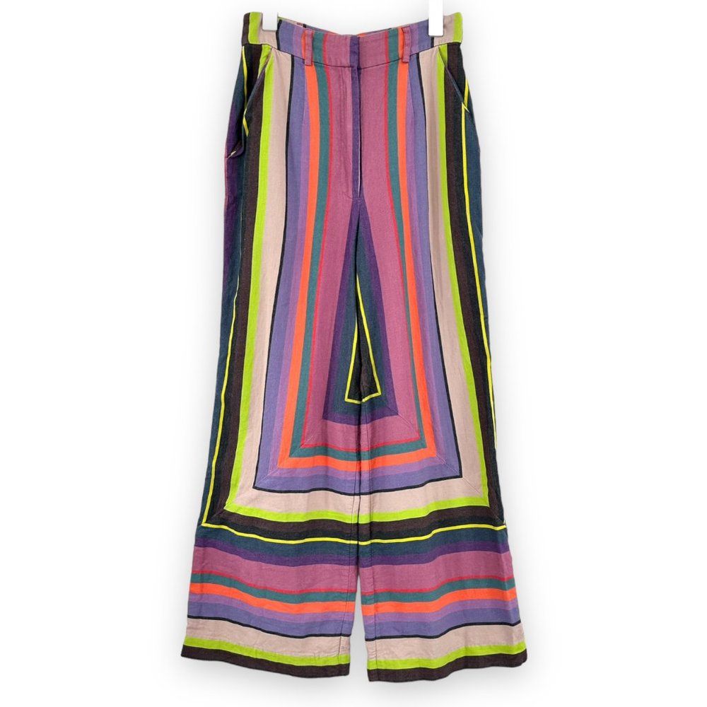 Mara Hoffman “Aura” Striped High Waisted Linen Pants